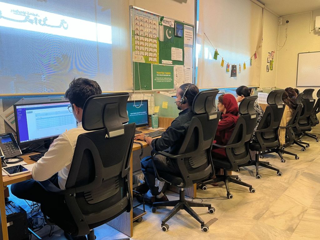 SIEHS Tele-Tabeeb 1123 team of agents at their headsets in the call center