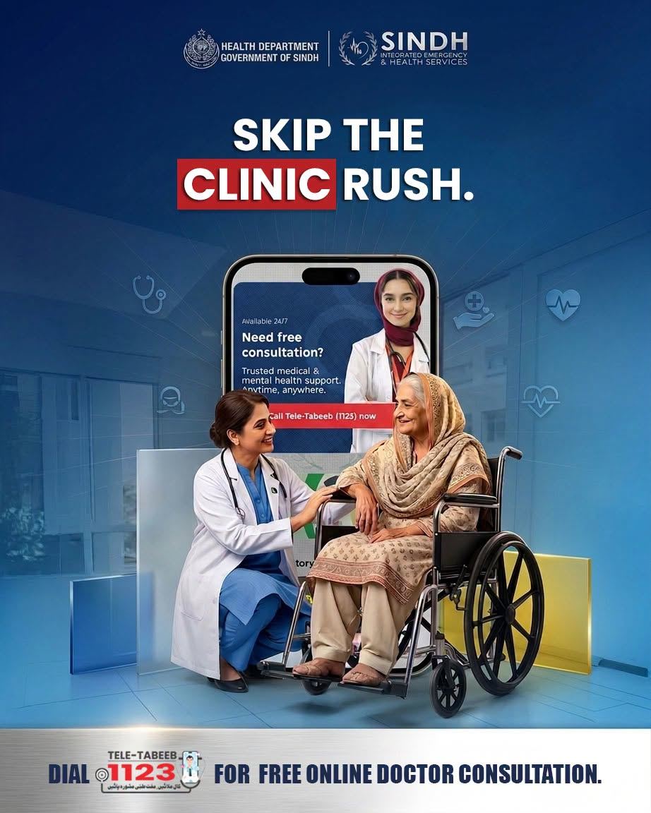 SIEHS Tele-Tabeeb 1123, skip the clinic rush, dial 1123 for free online doctor consultation