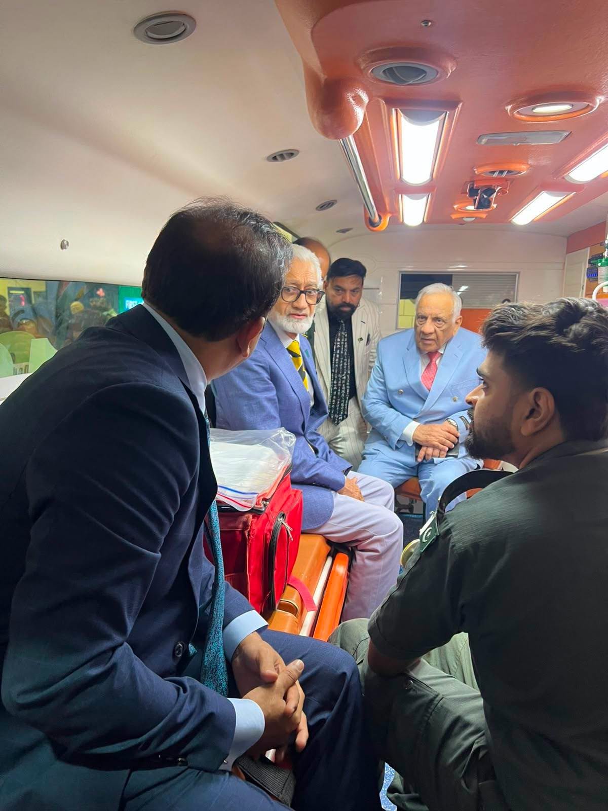 High-Q Pharmaceuticals CEO Atif Iqbal experiencing the SIEHS ICU-on-wheels ambulance at Health Asia 2026