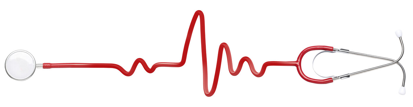 Stethoscope shaped like a heartbeat pulse line