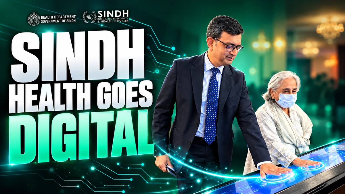 Sindh Health Goes Digital banner for the launch of the Sindh electronic medical record system, Health Department Government of Sindh and SIEHS